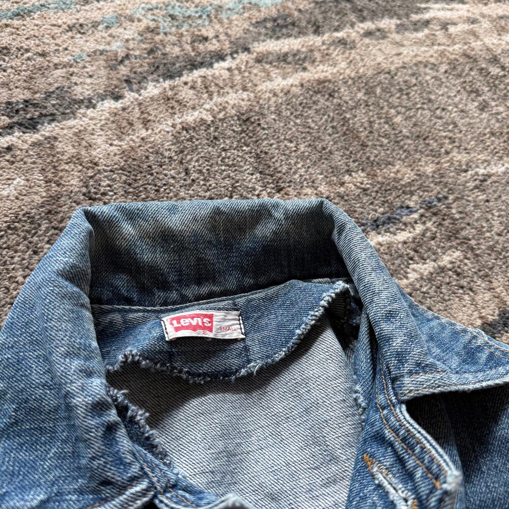 Vintage 70s Levi's Orange Tab Denim Blue Jean Safari Split Chore Jacket Sz Small - Picture 5 of 6